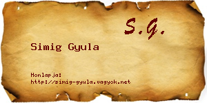 Simig Gyula névjegykártya