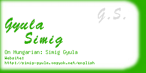 gyula simig business card